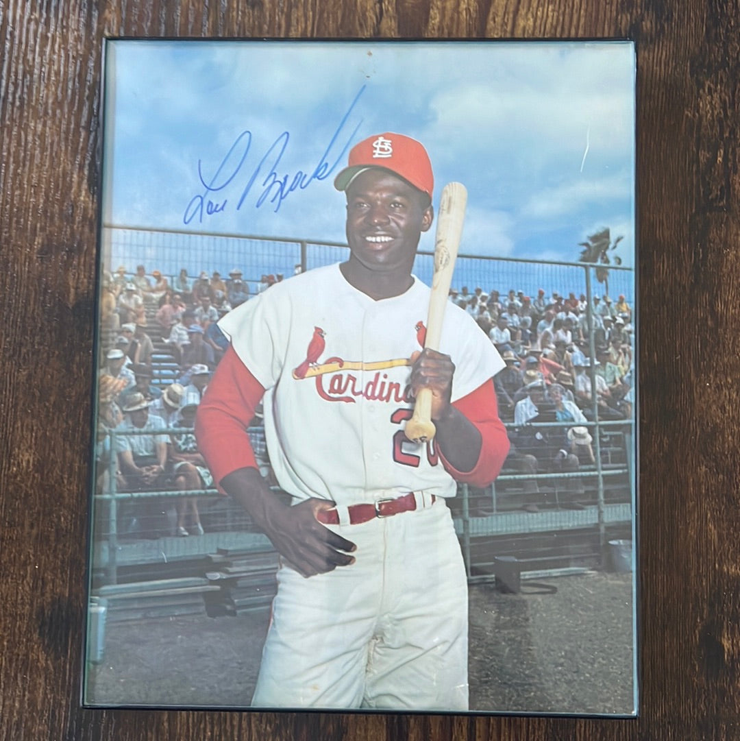 8 x 10 is photo signed by Lou Brock