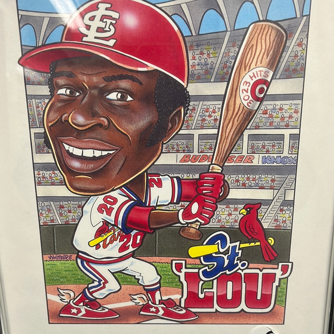 11x16 “St Lou “ Cartoon drawing of St. Louis cardinal Lou Brock