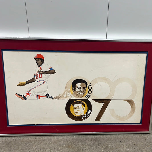 16 x 24” drawing of Lou Brock and Ty Cobb