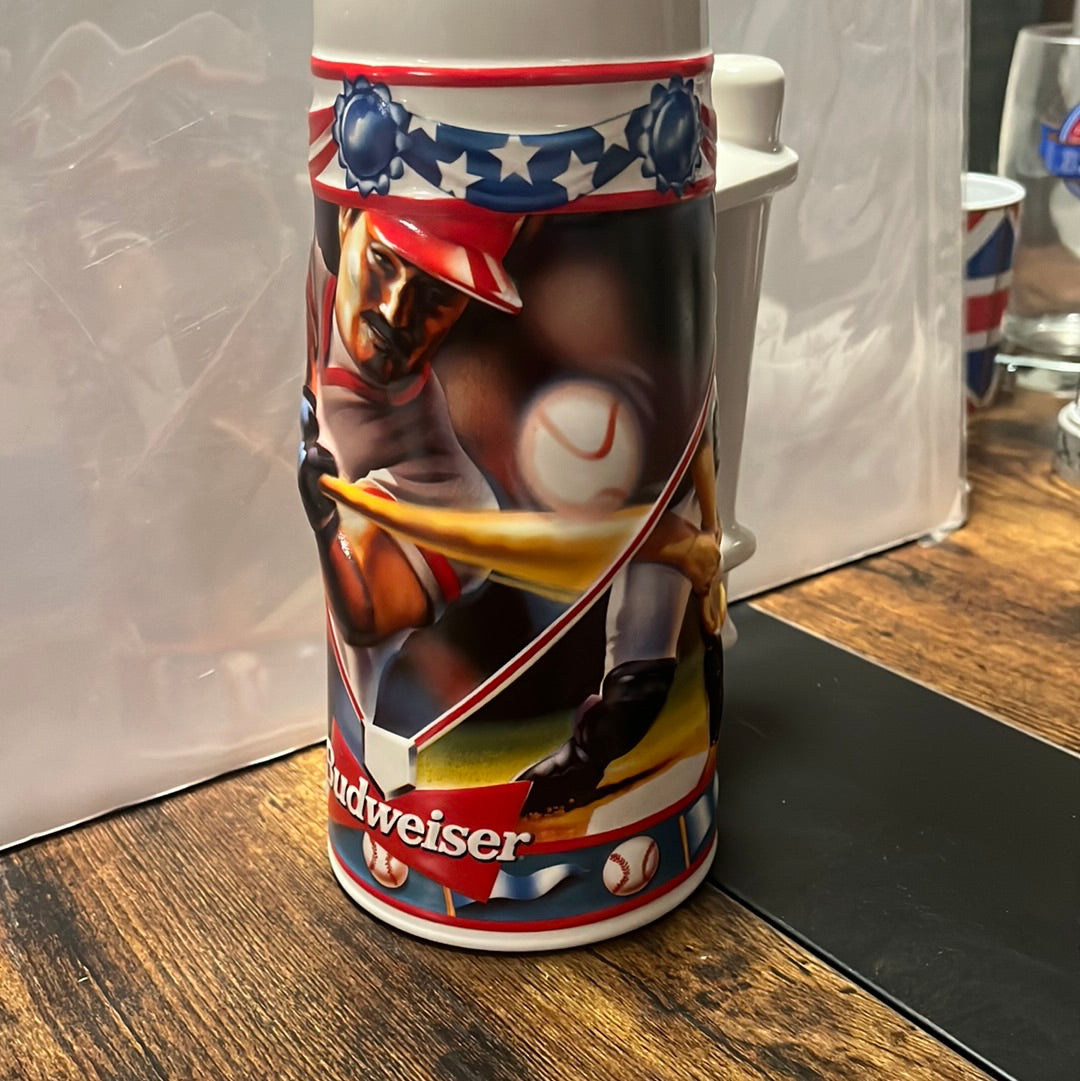 Budweiser sports action series, “play ball” baseball stein