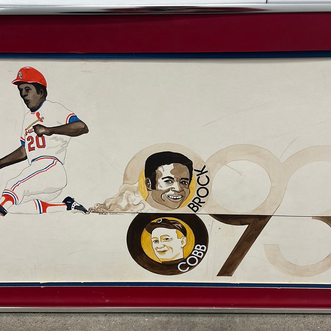 16 x 24” drawing of Lou Brock and Ty Cobb