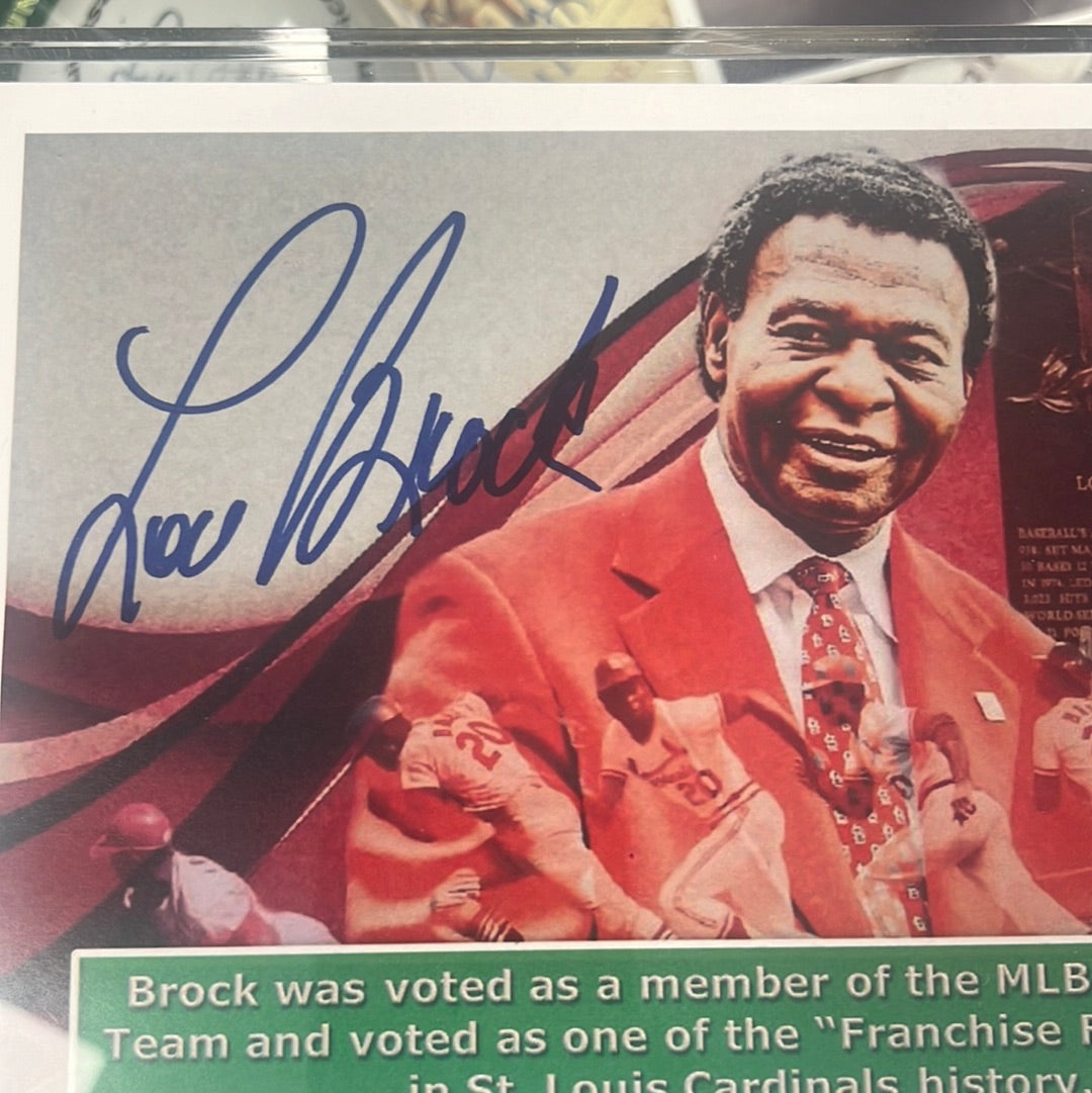 5 x 7 signed Lou rock Hall of Fame 3000 hit commemorative card in protective plastic case