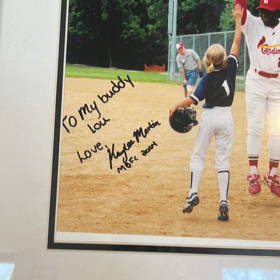 16 x 18“ photo, signed, and given to Lou Brock from a fan