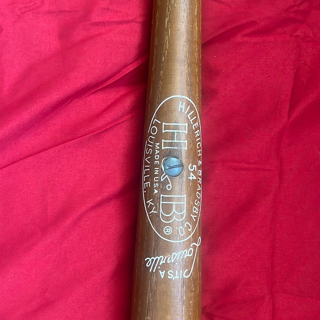 Louisville slugger Hillerich and Bradby wooden softball promotional bet, given personally to Lou Brock