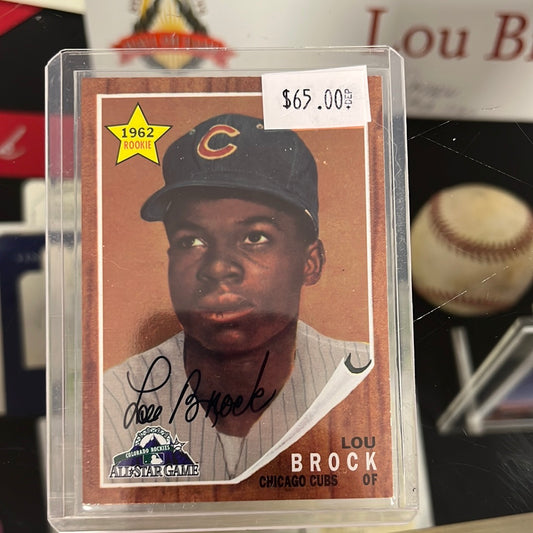 1998 All-Star fan fest Tops Lou Brock signed card Number 1 out of set a five