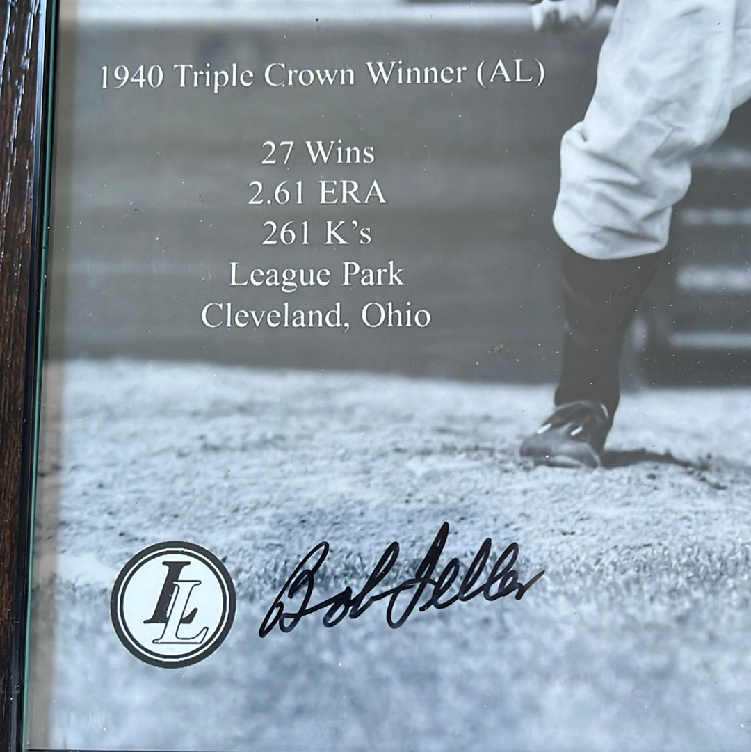 8 x 10“ photo with stats signed by Bob Feller