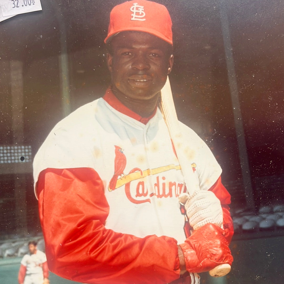 Framed 8 x 10 of Lou Brock as young cardinal