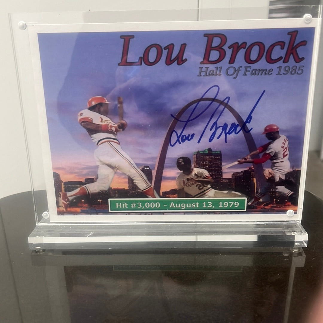 Signed Lou Brock Hall of Fame 3000 hits from his personal collection