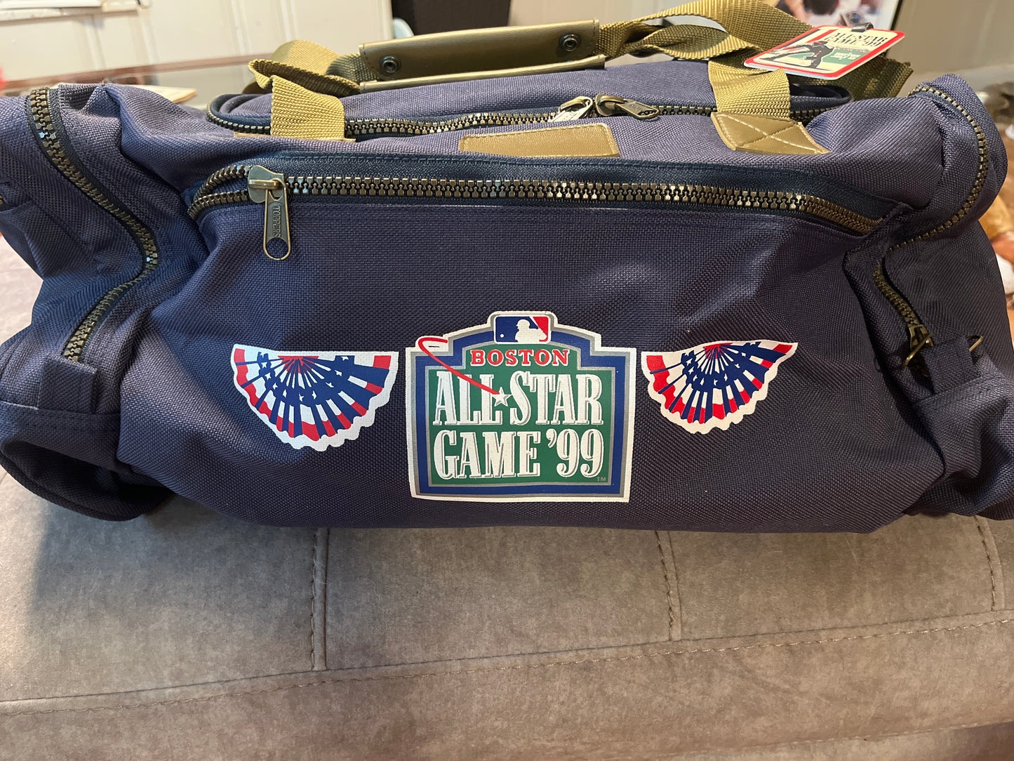 1999 All-Star game in Boston duffel bag with tag from commissioner Selig