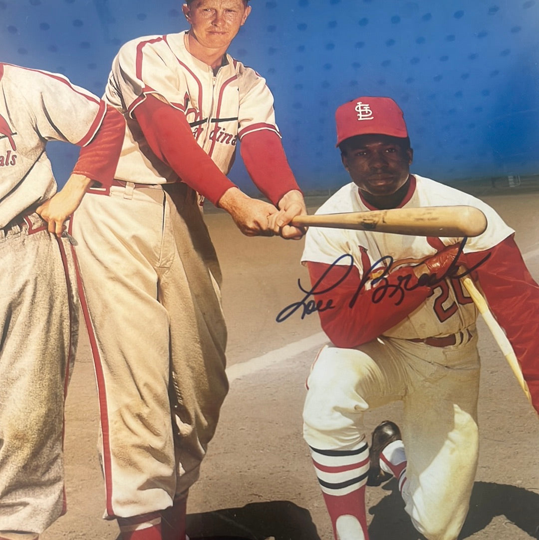 St. Louis Cardinals Hall of Famer poster signed by Lou Brock