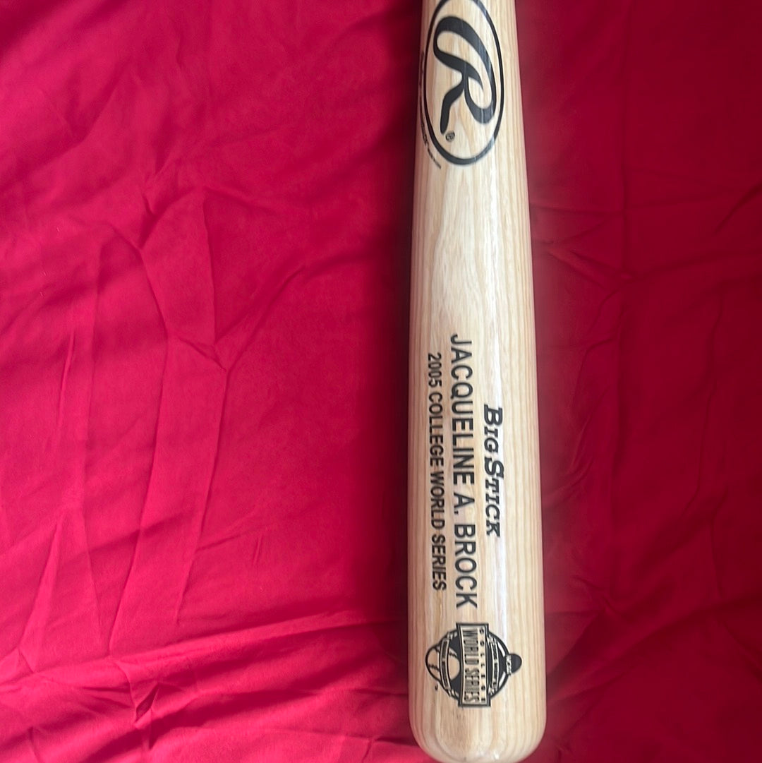 Rawlings, Adirondack big stick 2005 college World Series bet personalized to Jacqueline Brock