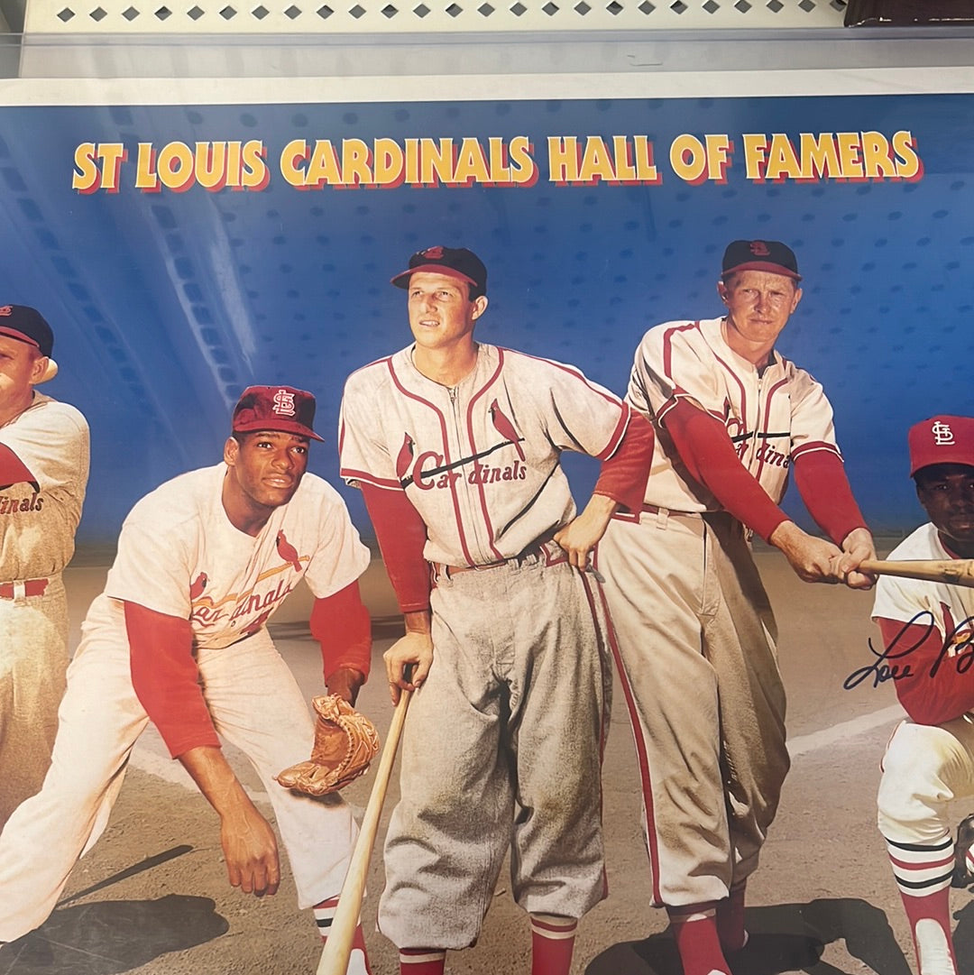 St. Louis Cardinals Hall of Famer poster signed by Lou Brock