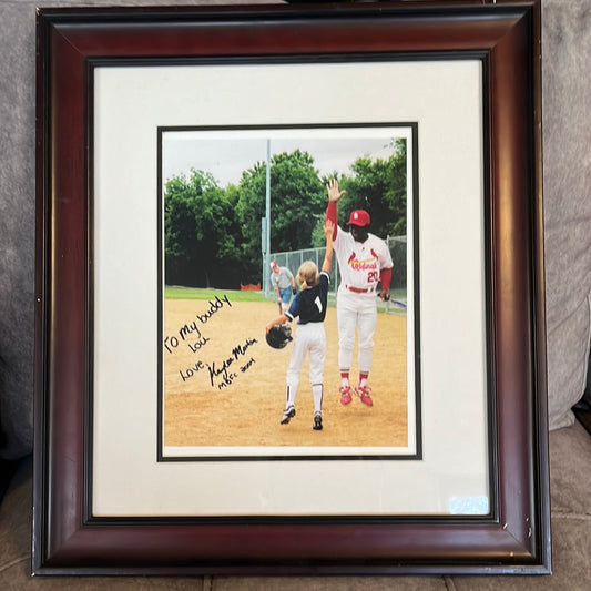 16 x 18“ photo, signed, and given to Lou Brock from a fan