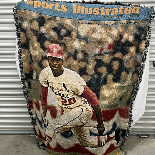 52 x 60“ throw of sports illustrated October 16, 1967 cover with Lou Brock designed by Lou Brock from Lou Brock’s Personal collection.