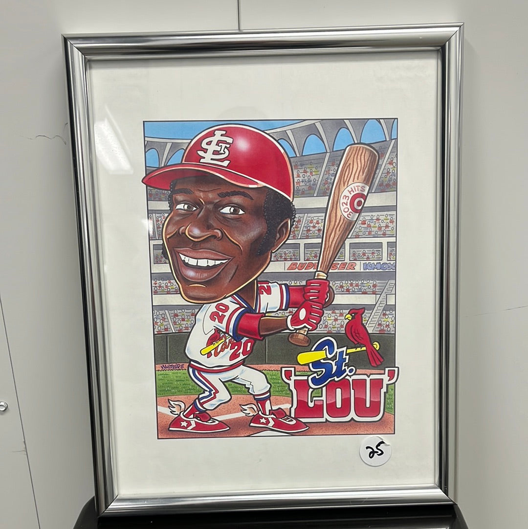 11x16 “St Lou “ Cartoon drawing of St. Louis cardinal Lou Brock