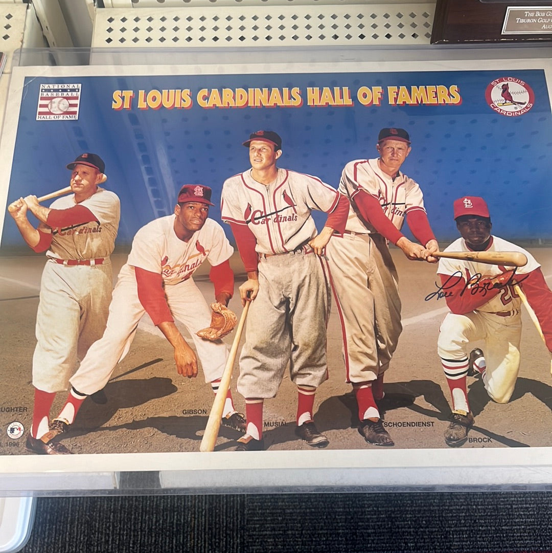 St. Louis Cardinals Hall of Famer poster signed by Lou Brock