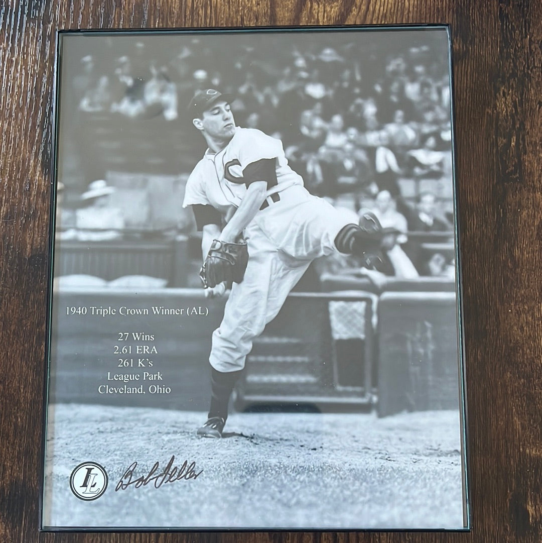 8 x 10“ photo with stats signed by Bob Feller