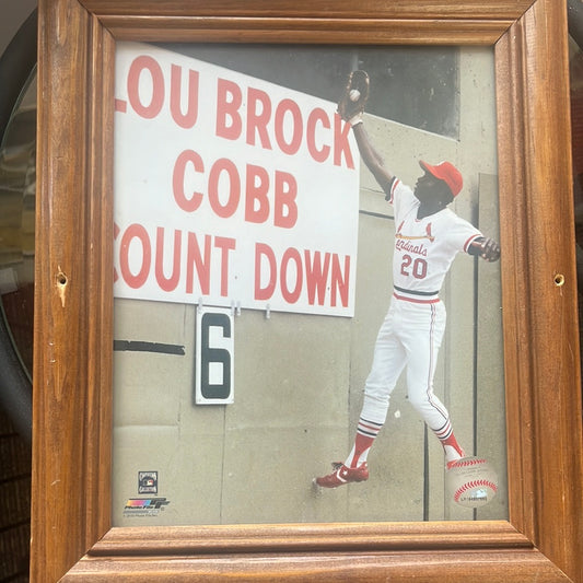 Framed 8 x 10 of Lou Brock in action