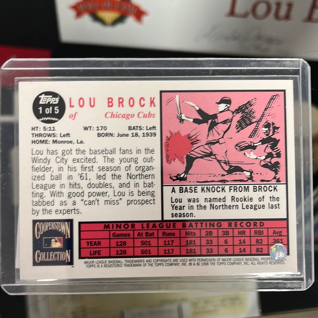 1998 All-Star fan fest Tops Lou Brock signed card Number 1 out of set a five