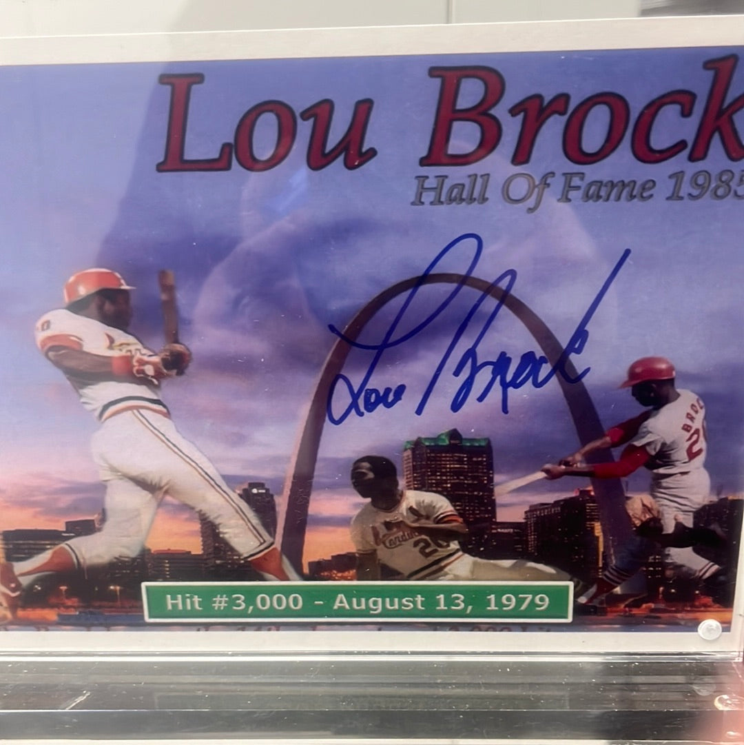 Signed Lou Brock Hall of Fame 3000 hits from his personal collection