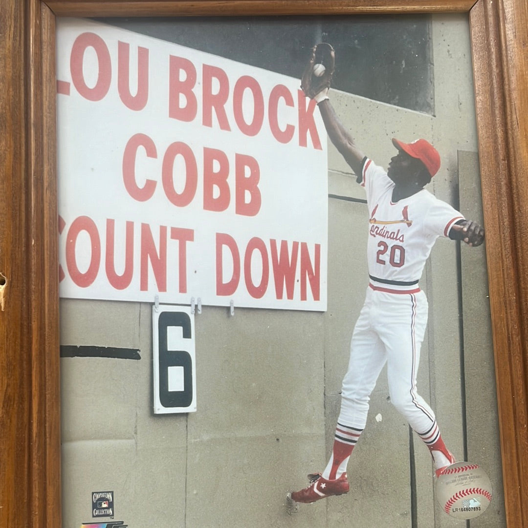 Framed 8 x 10 of Lou Brock in action