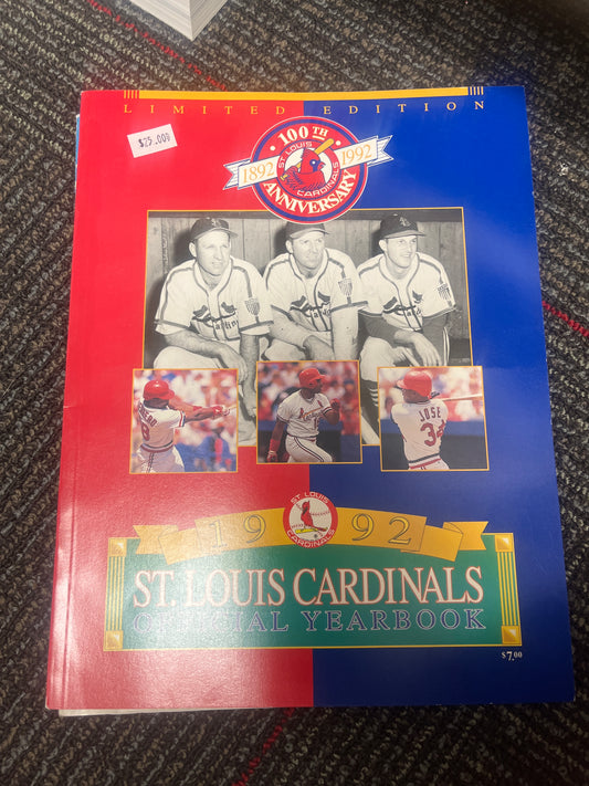 1992 St. Louis Cardinals 100th anniversary official yearbook