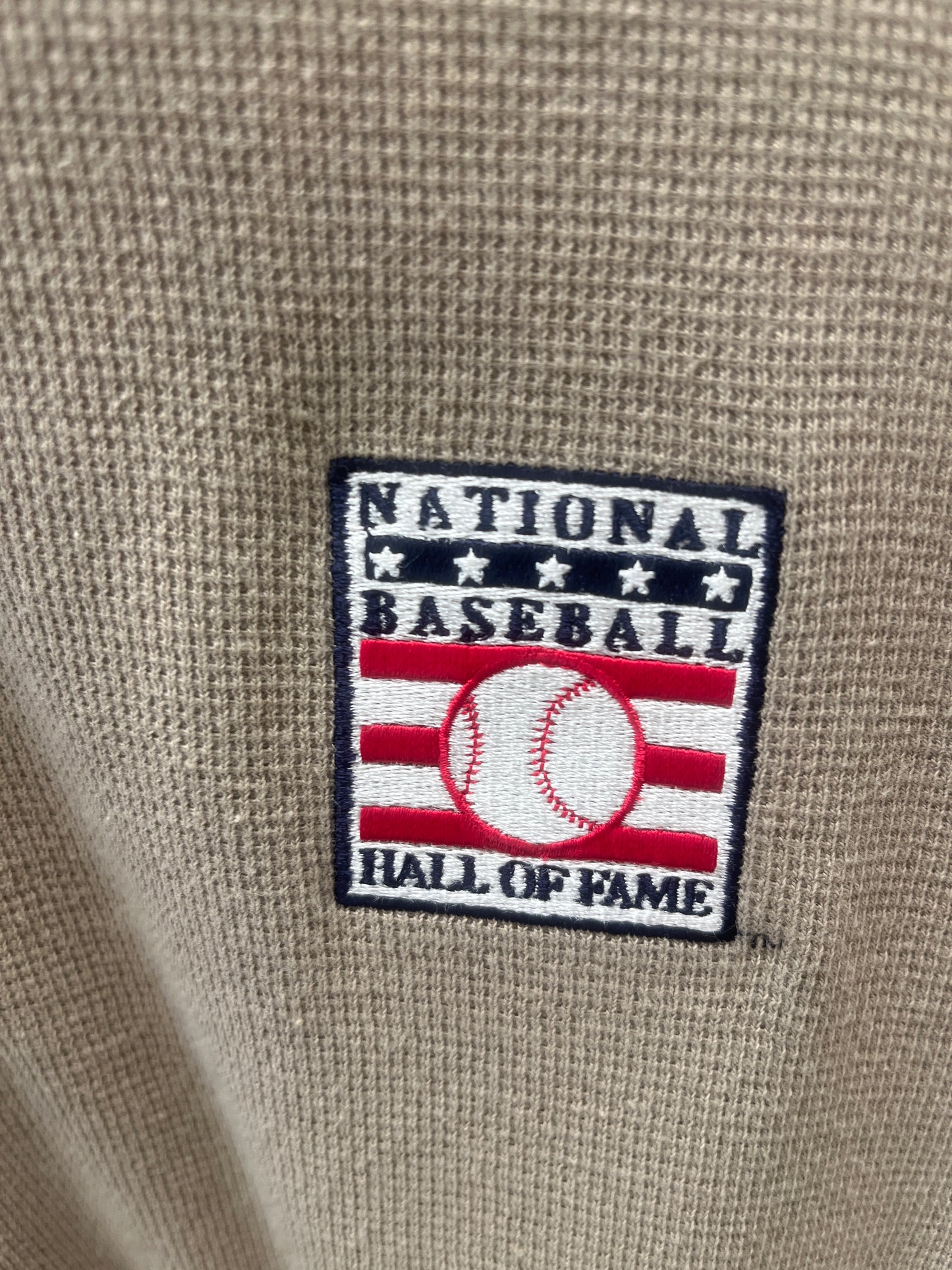 Lou Brocks tan national baseball Hall of Fame shirt size large