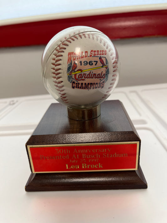 St. Louis Cardinals 1967 World Series confirmative fall presented to Lou Brock in 1997