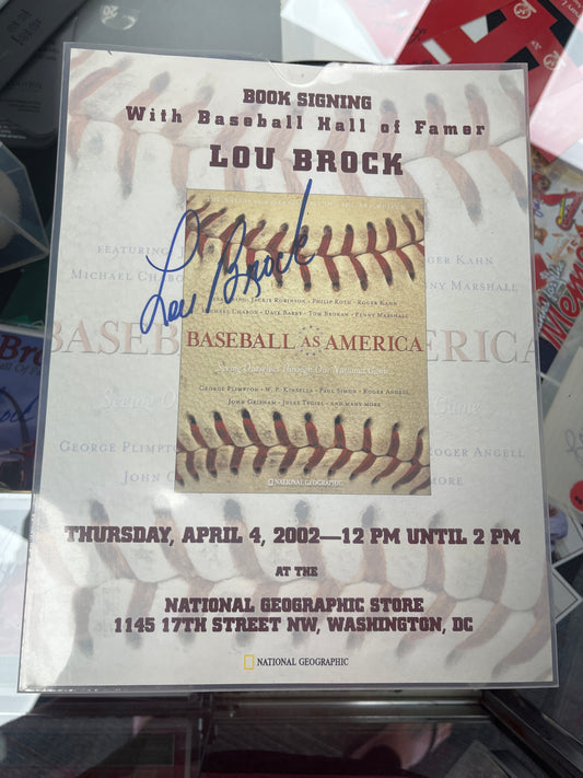 Lou Brock  signed book signing flyer