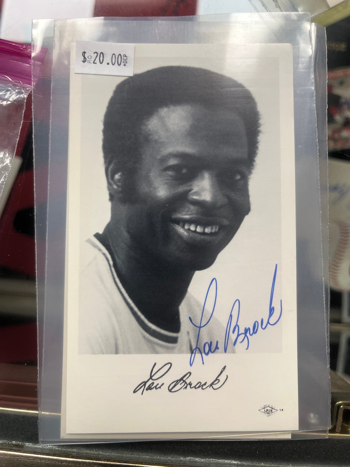 3x5 signed picture of Lou Brock