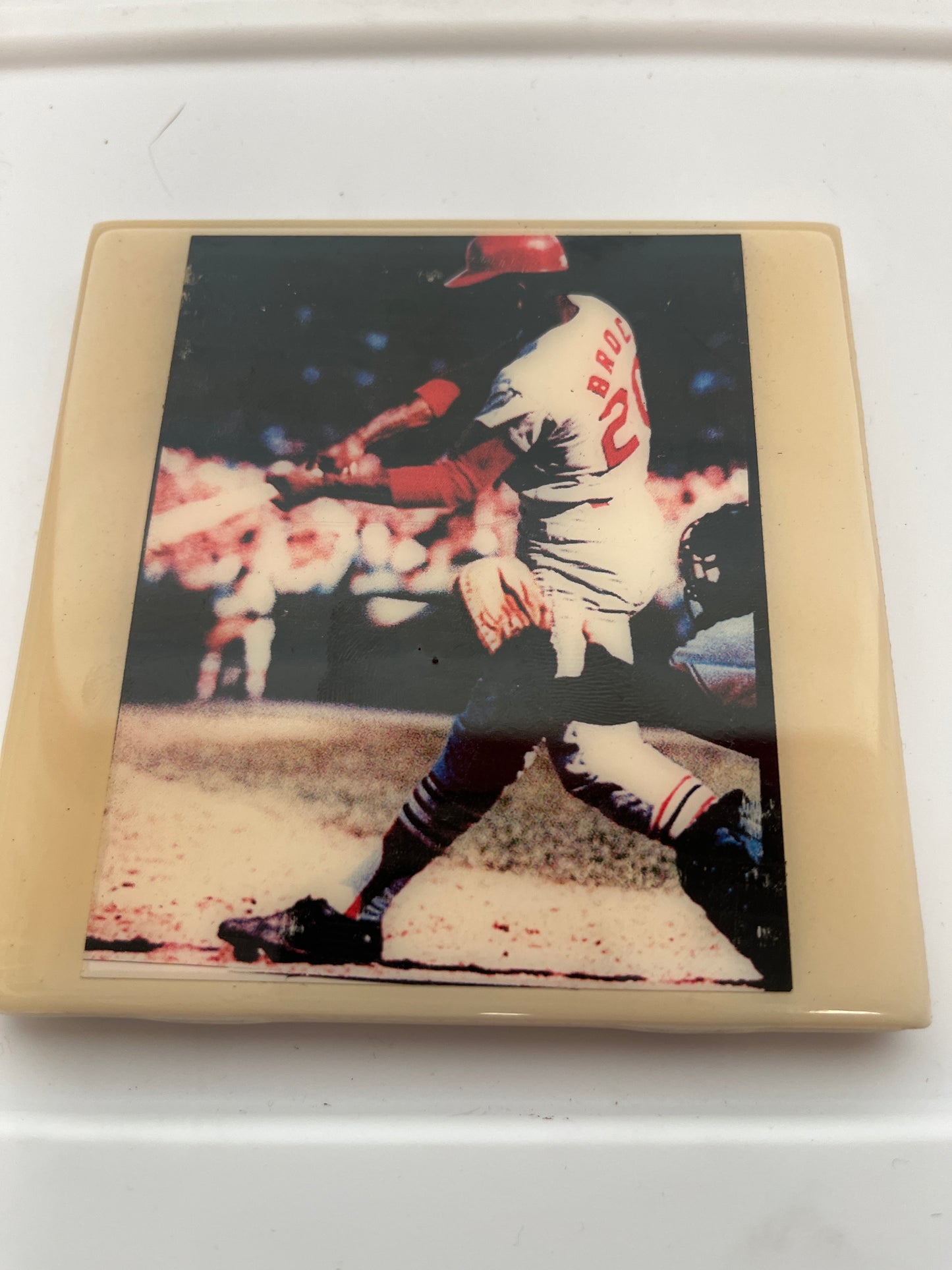 4 x 6 ceramic Lou Brock photo coaster