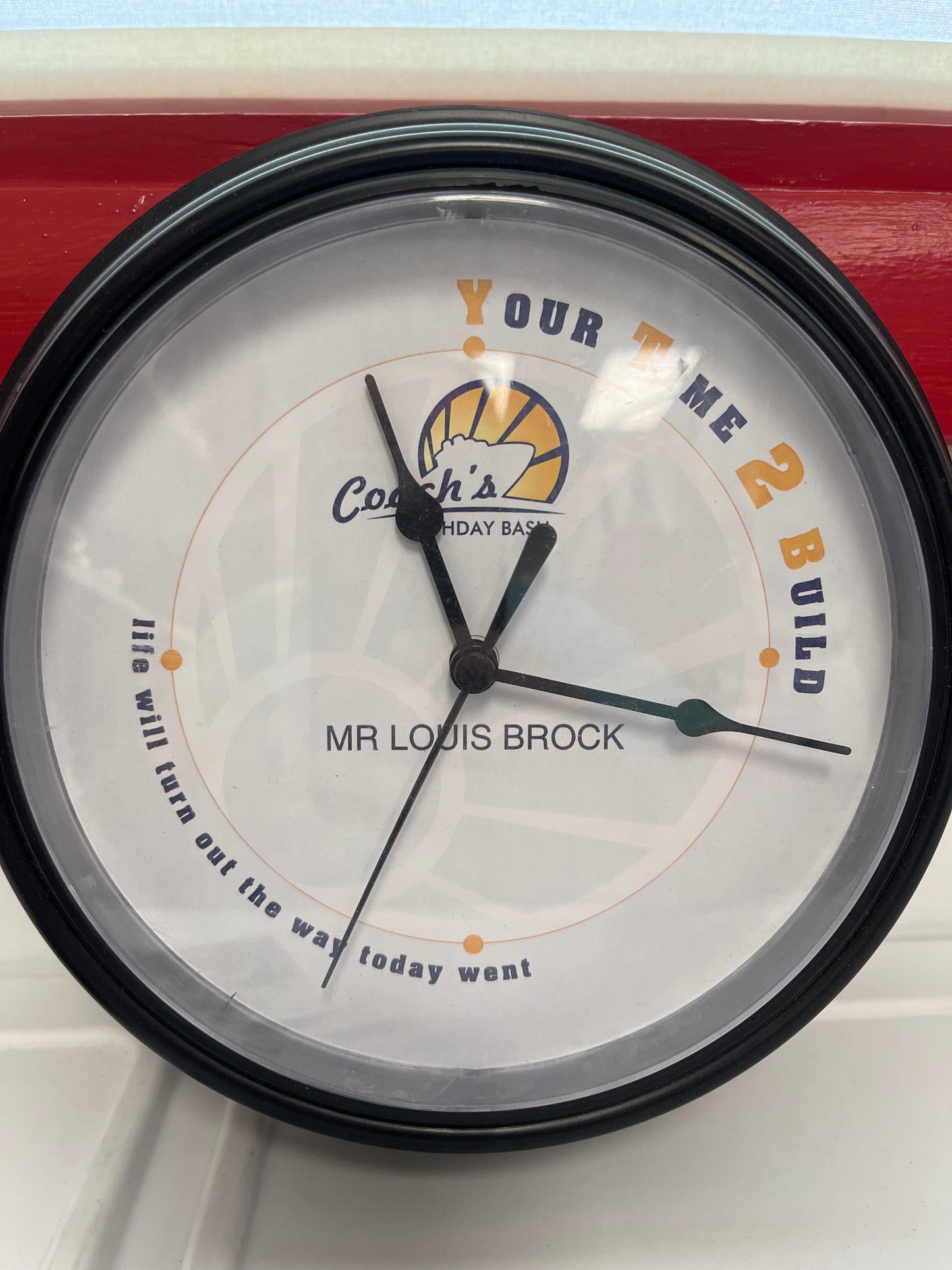 Lou Brock’s coaches birthday bash clock