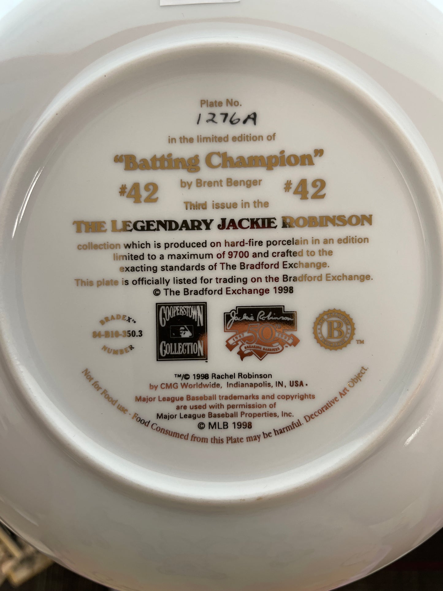 Jackie Robinson 50th anniversary 8 inch plate