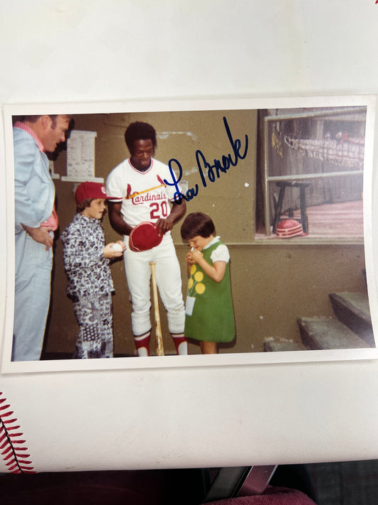 5x7 signed picture of Lou Brock